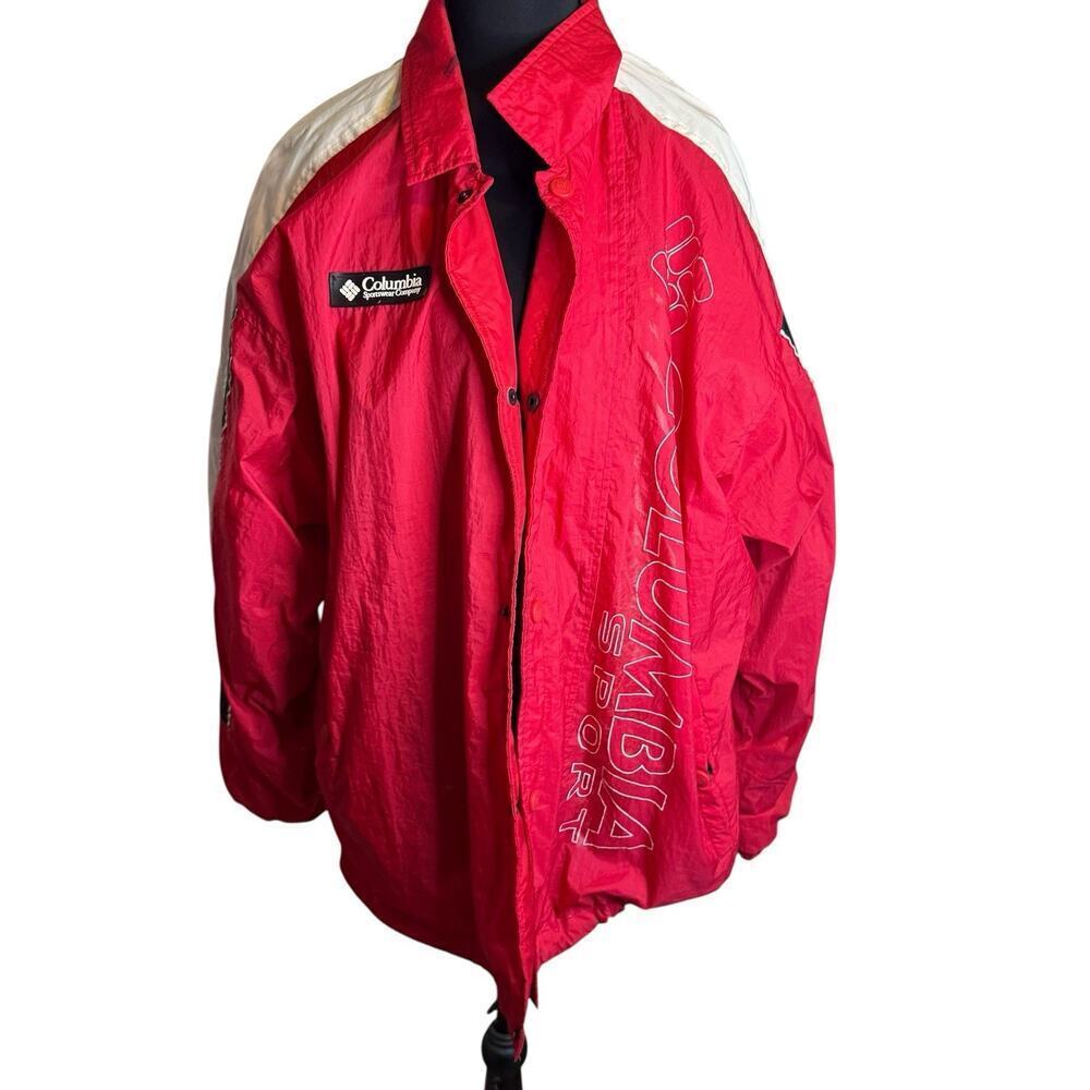 Vintage Columbia Sportswear Red Windbreaker Lightweight Jacket Men's Size Large